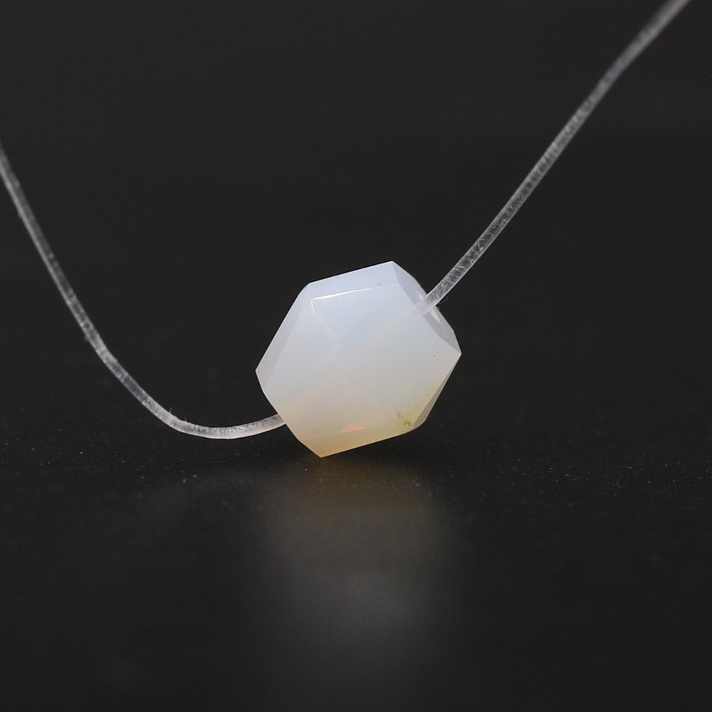 White Opal Bicone Faceted (Full Drill)