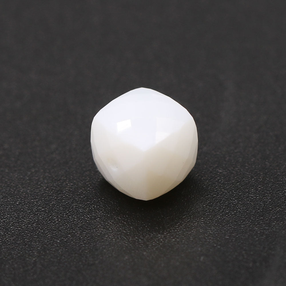 White Opal Cube Faceted (Full Drill)