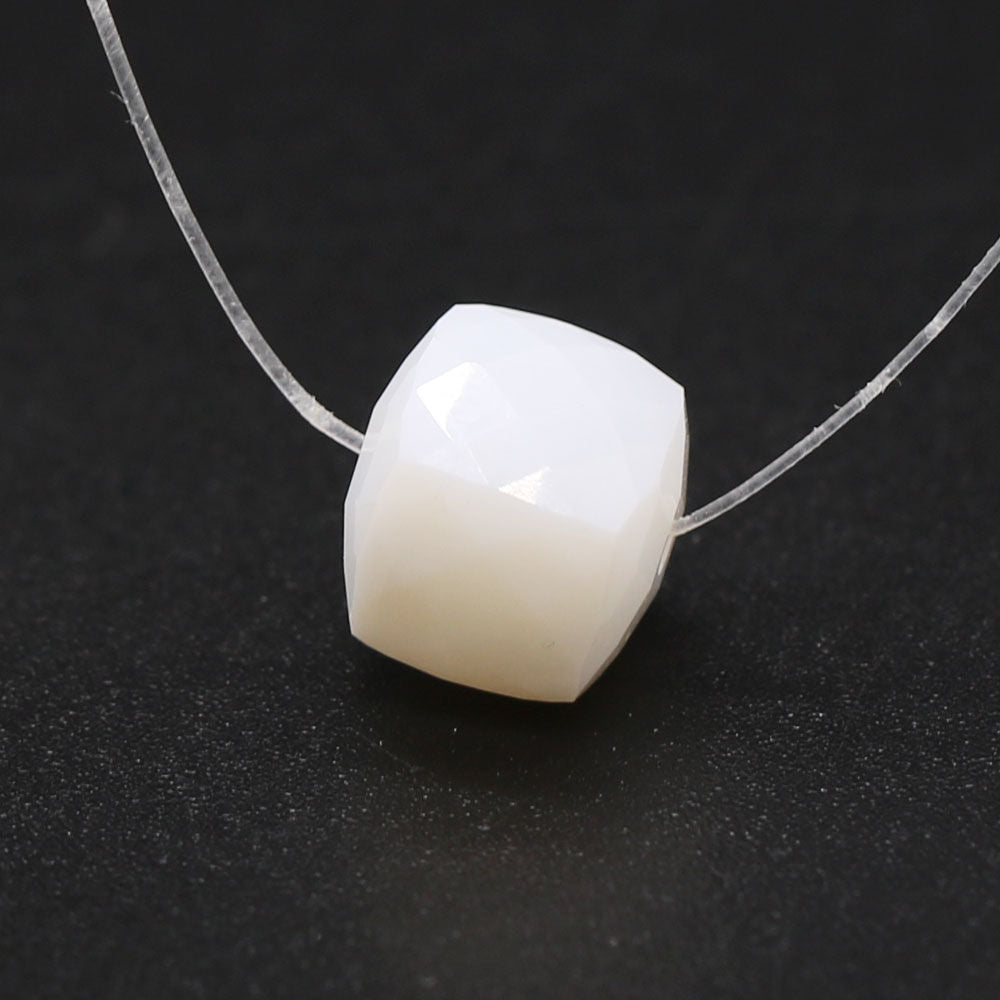 White Opal Cube Faceted (Full Drill)