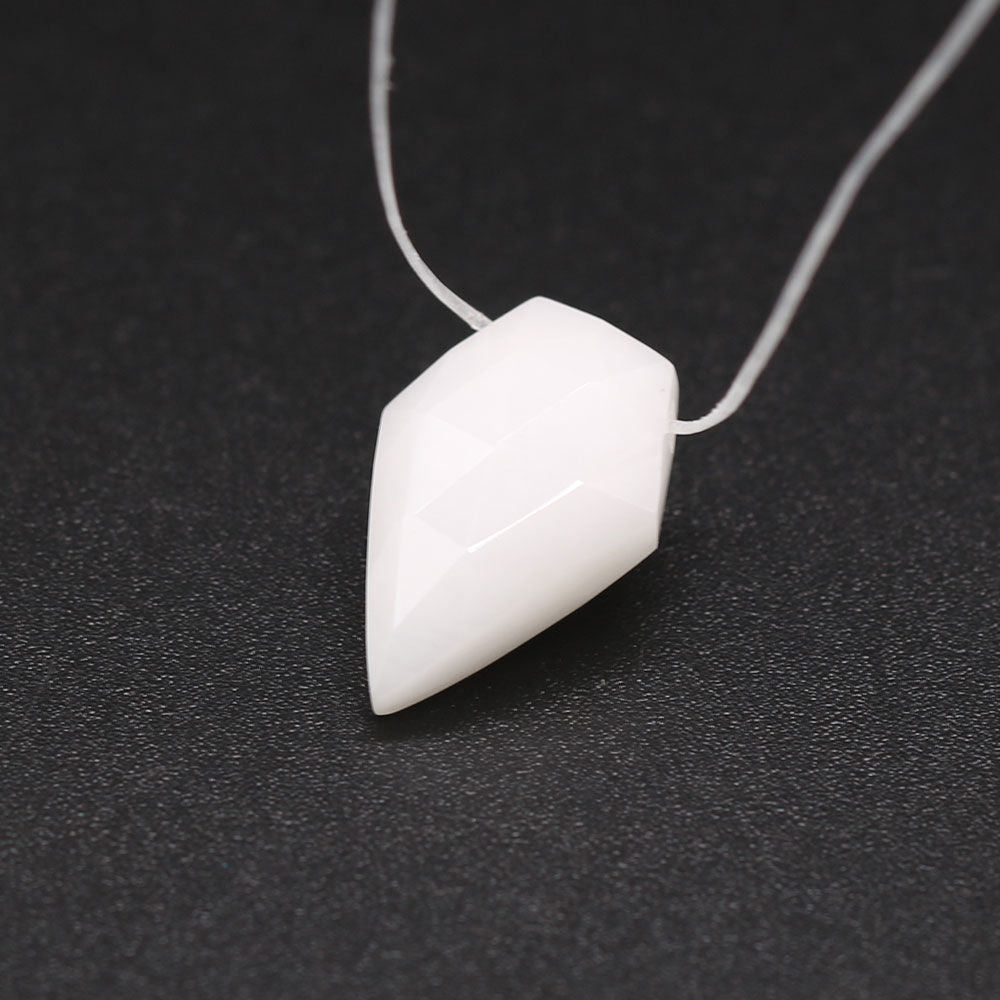White Opal Kite Faceted (Side Drill)