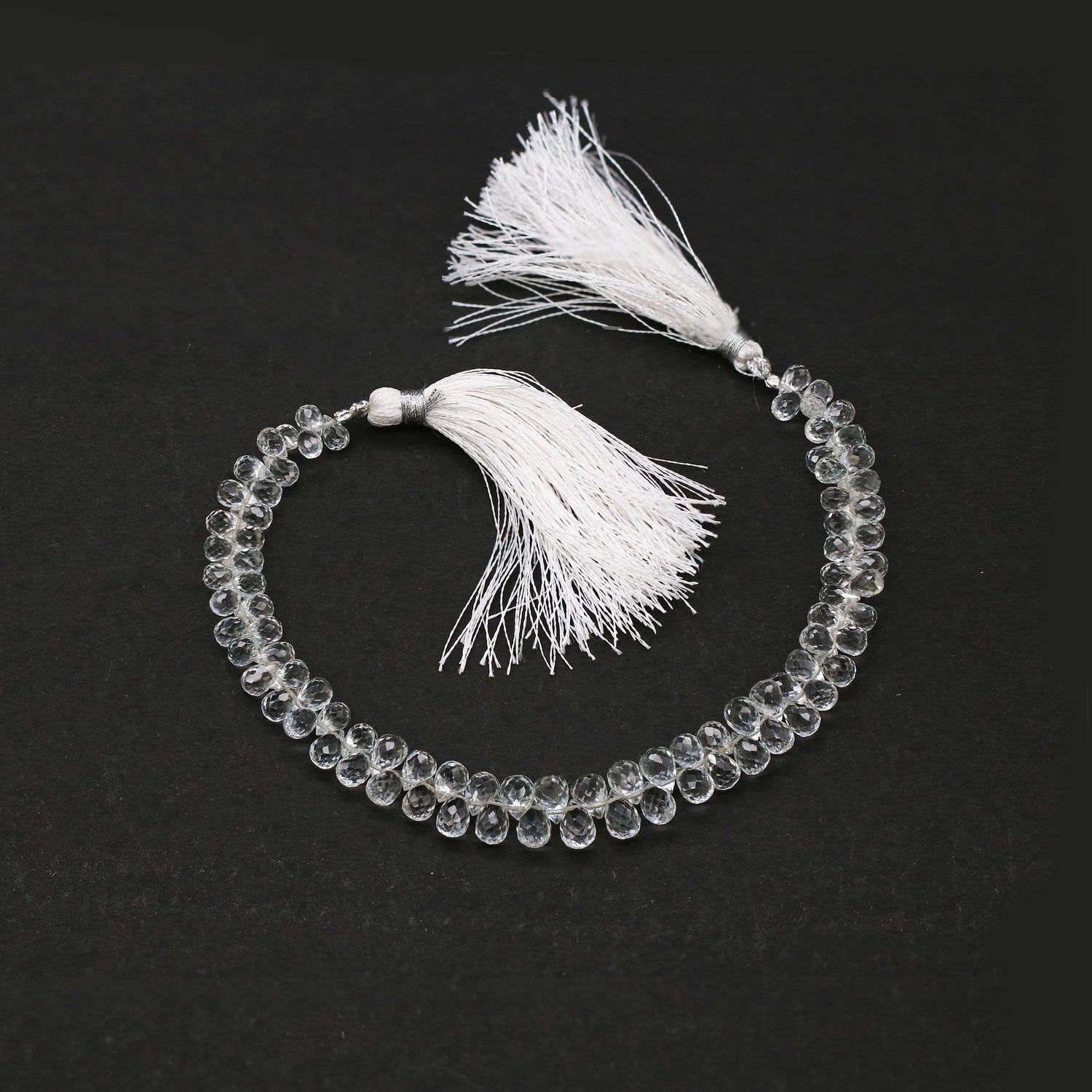 White Topaz 5x3mm to 6x4mm Drops Faceted Beads (8 Inch)
