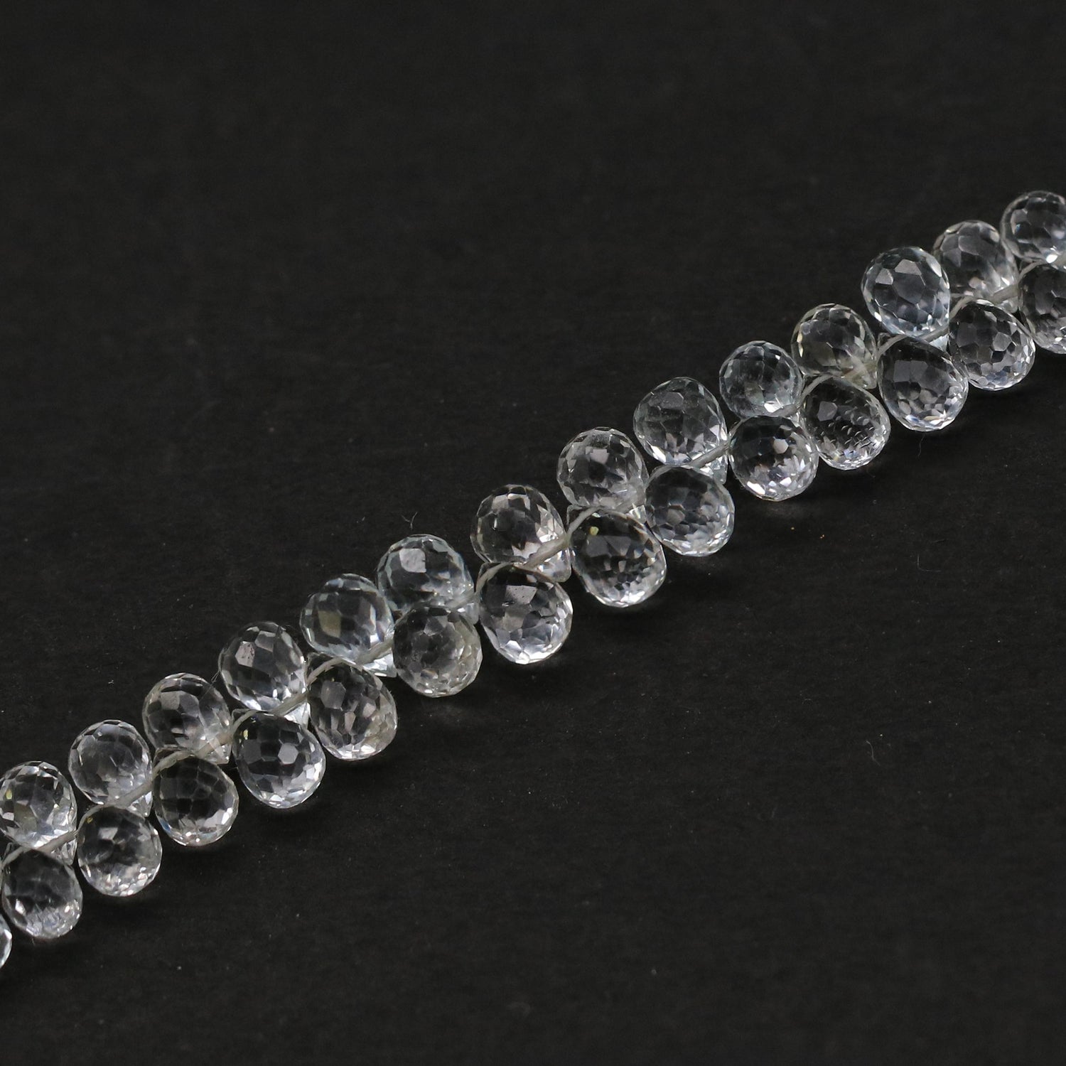 White Topaz 5x3mm to 6x4mm Drops Faceted Beads (8 Inch)