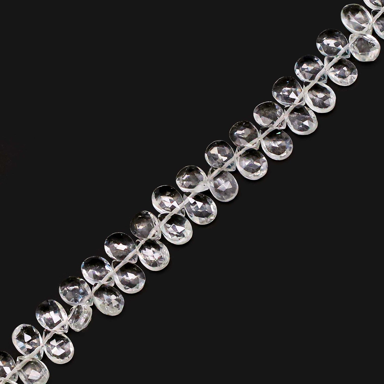 White Topaz 6x4mm Pear Faceted Beads (8 inch)