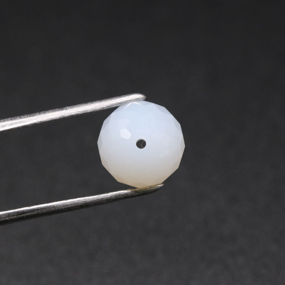 White Opal Faceted Round Balls (Full Drill)