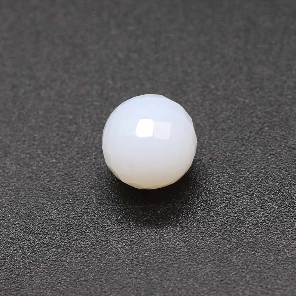 White Opal Faceted Round Balls (Half Drill)