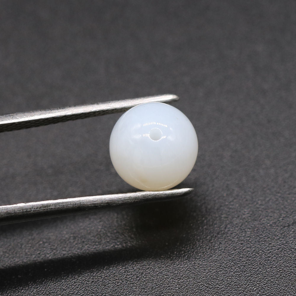 White Opal Smooth Round Balls (Half Drill)