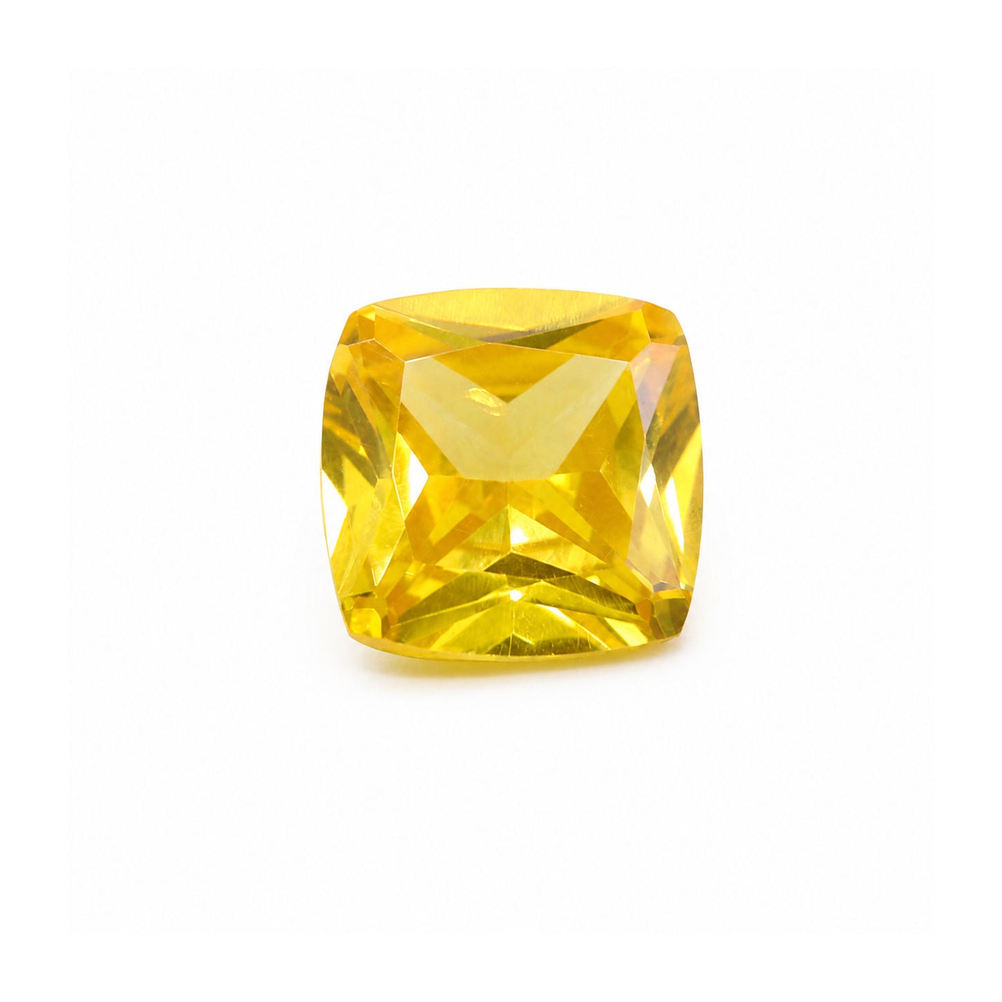 Cubic Zirconia (Yellow Color) Cushion Faceted