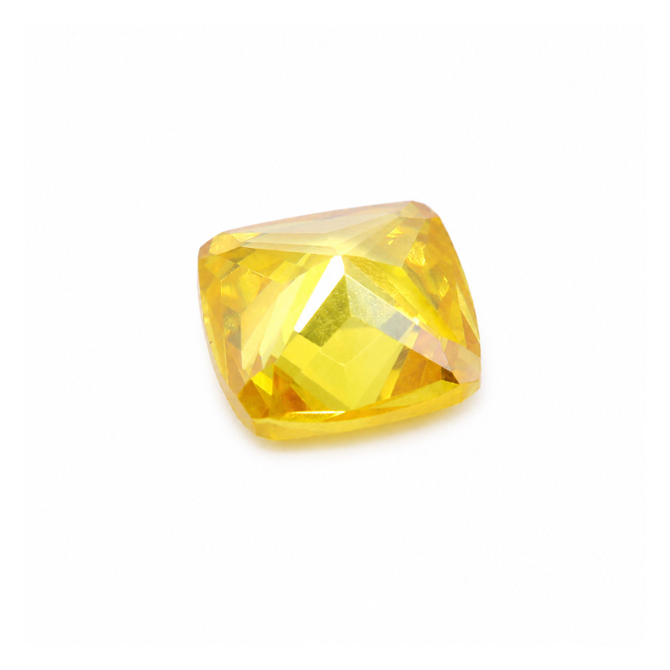 Cubic Zirconia (Yellow Color) Cushion Faceted