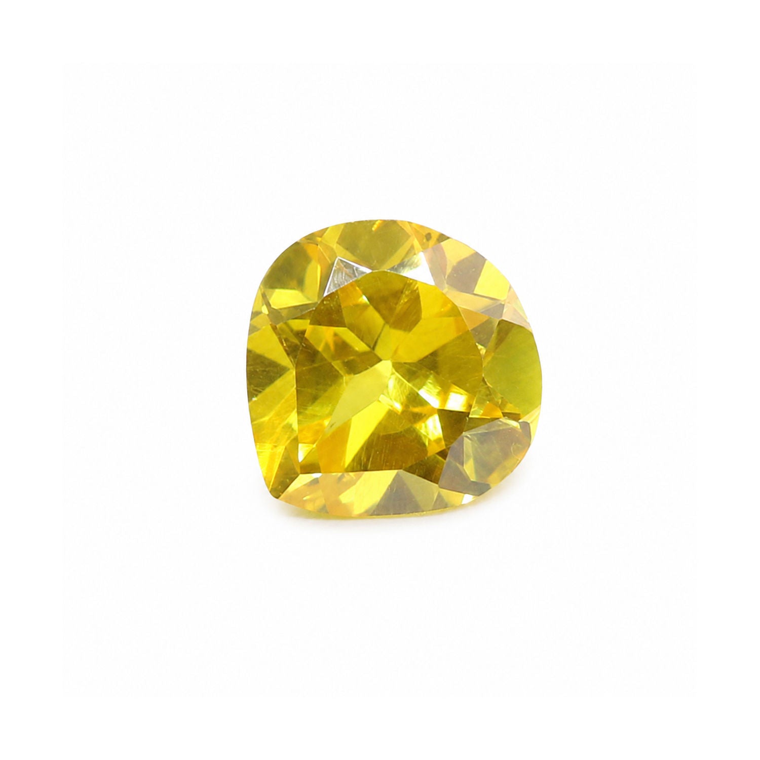 Cubic Zirconia (Yellow Color) Heart Shape Faceted