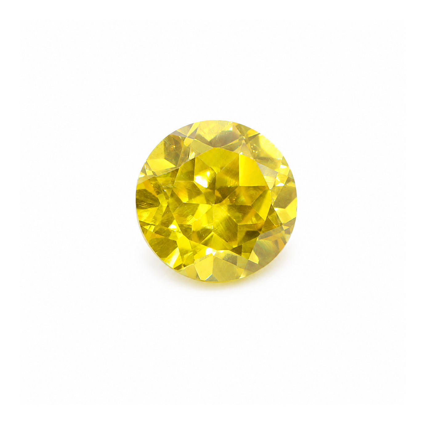 Cubic Zirconia (Yellow Color) Round Faceted