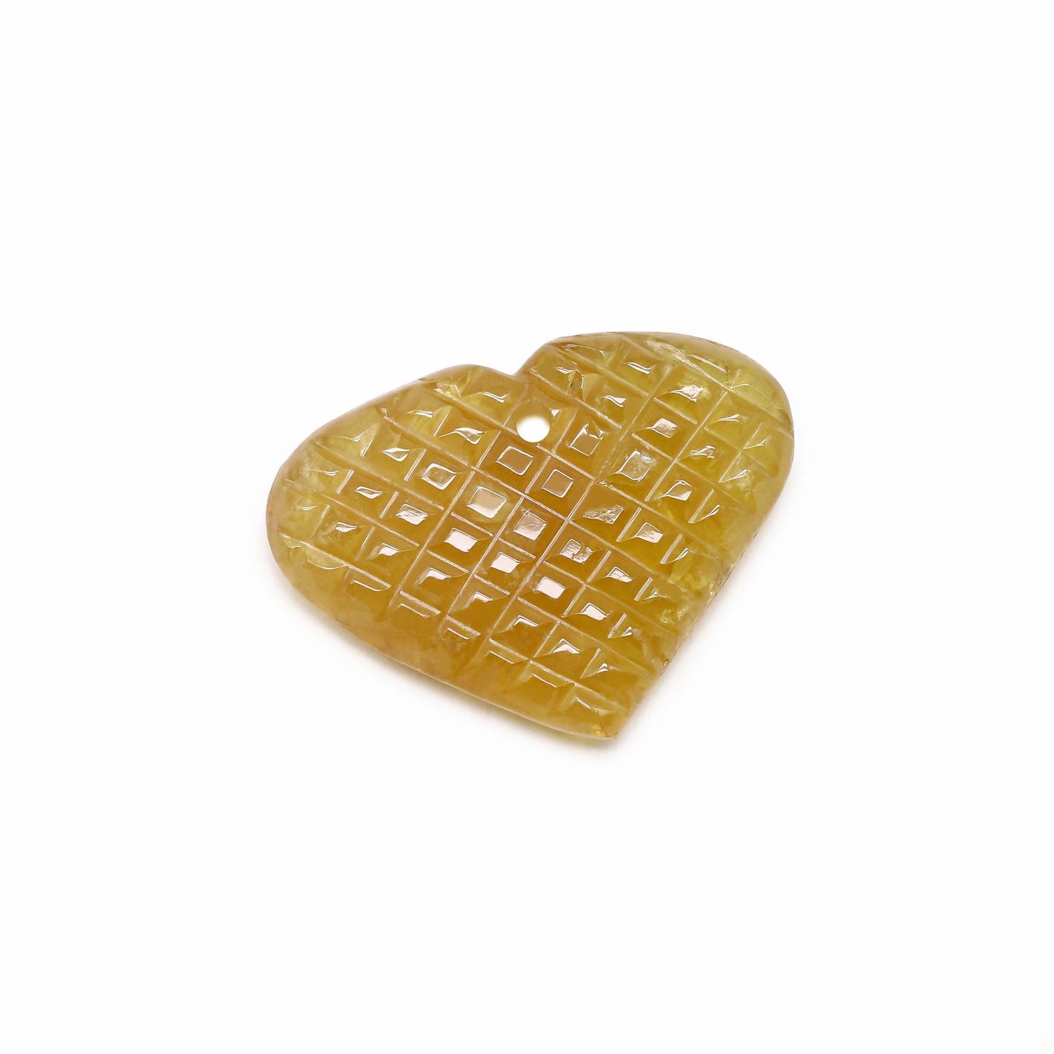 Yellow Tourmaline 22.50x17mm Carved Heart Shape Briolette