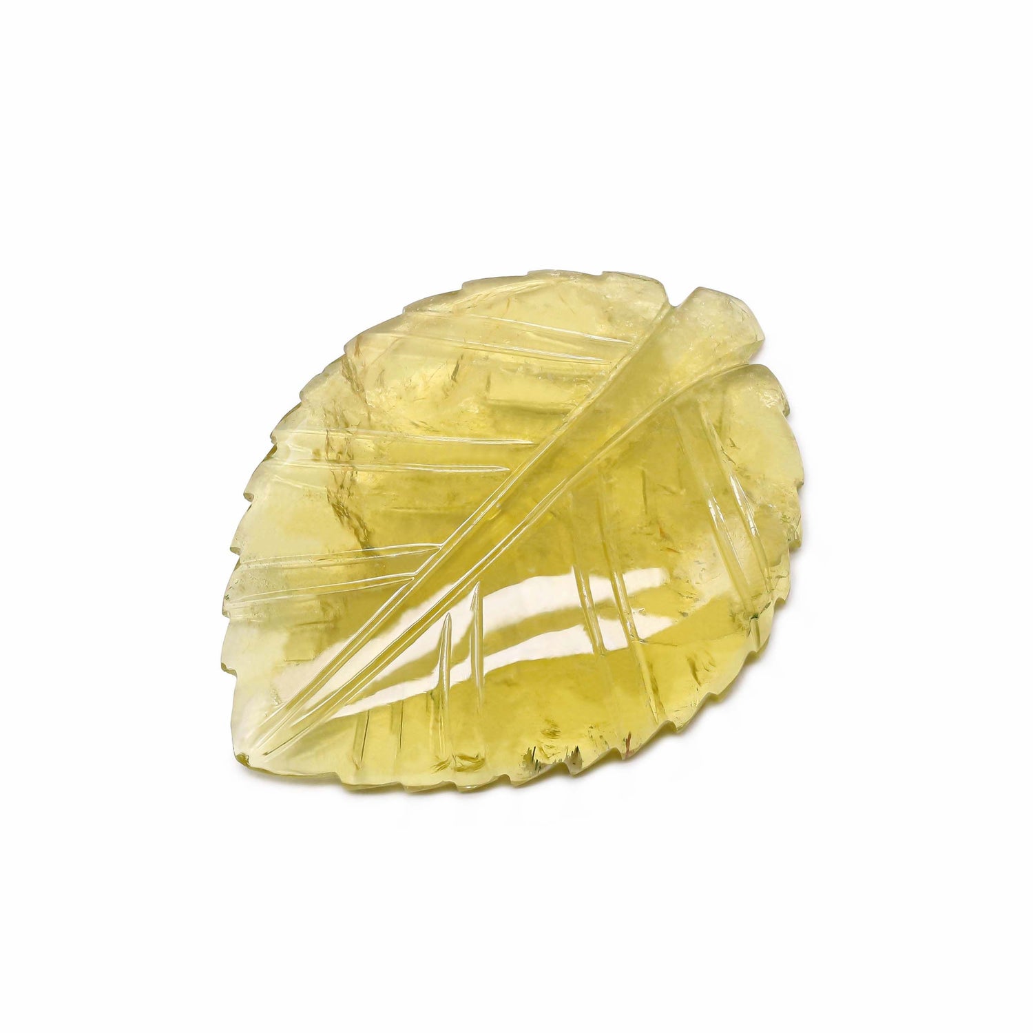 Yellow Tourmaline 40x30mm Carved Leaf