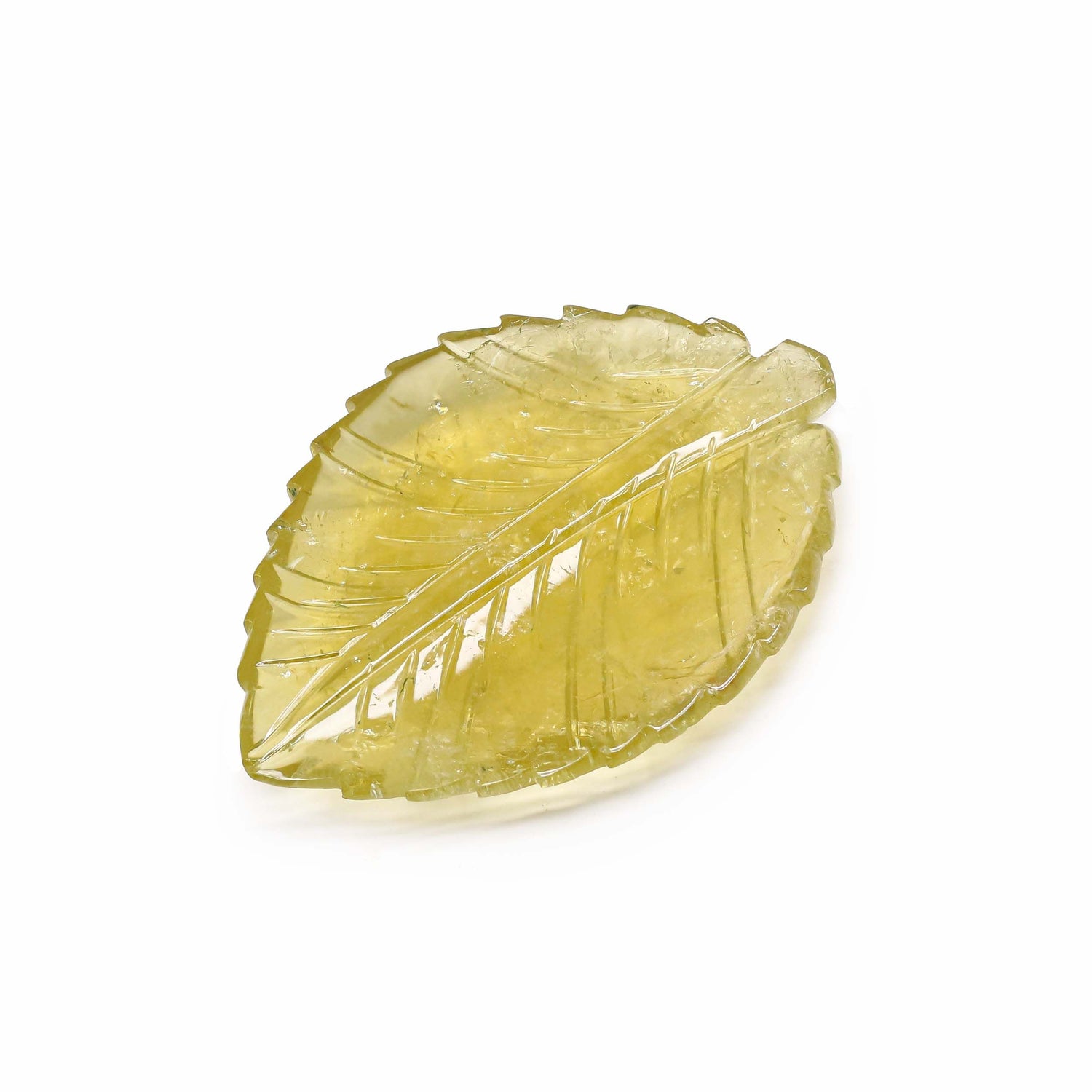 Yellow Tourmaline 40x30mm Carved Leaf