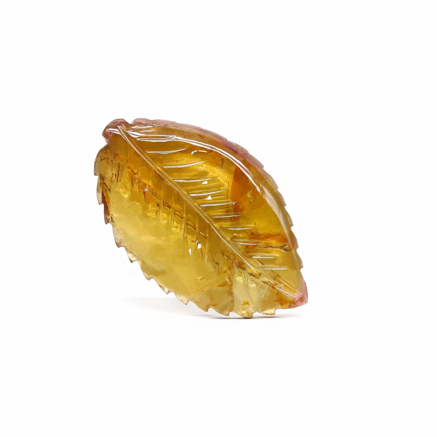 Yellow Tourmaline 43x26mm Carved Leaf