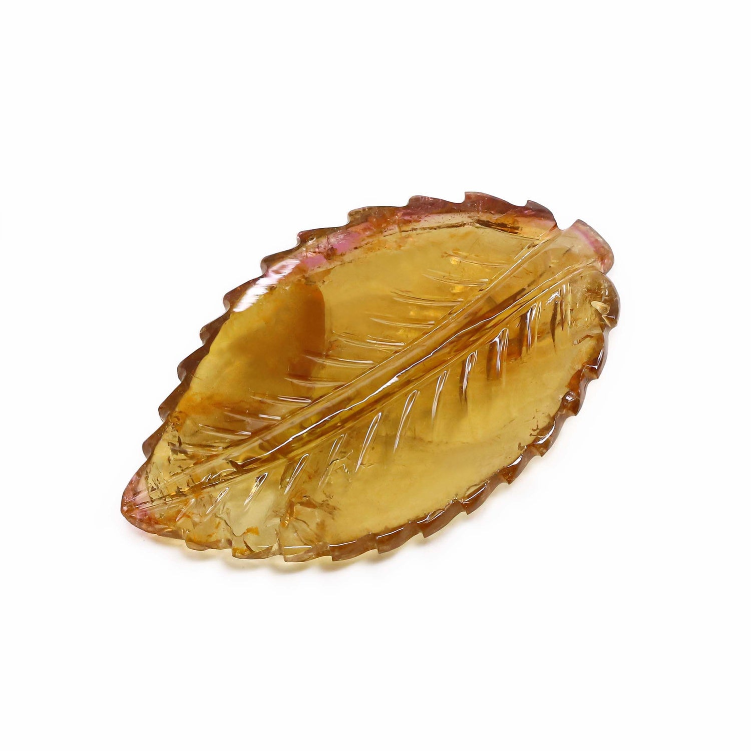Yellow Tourmaline 43x26mm Carved Leaf