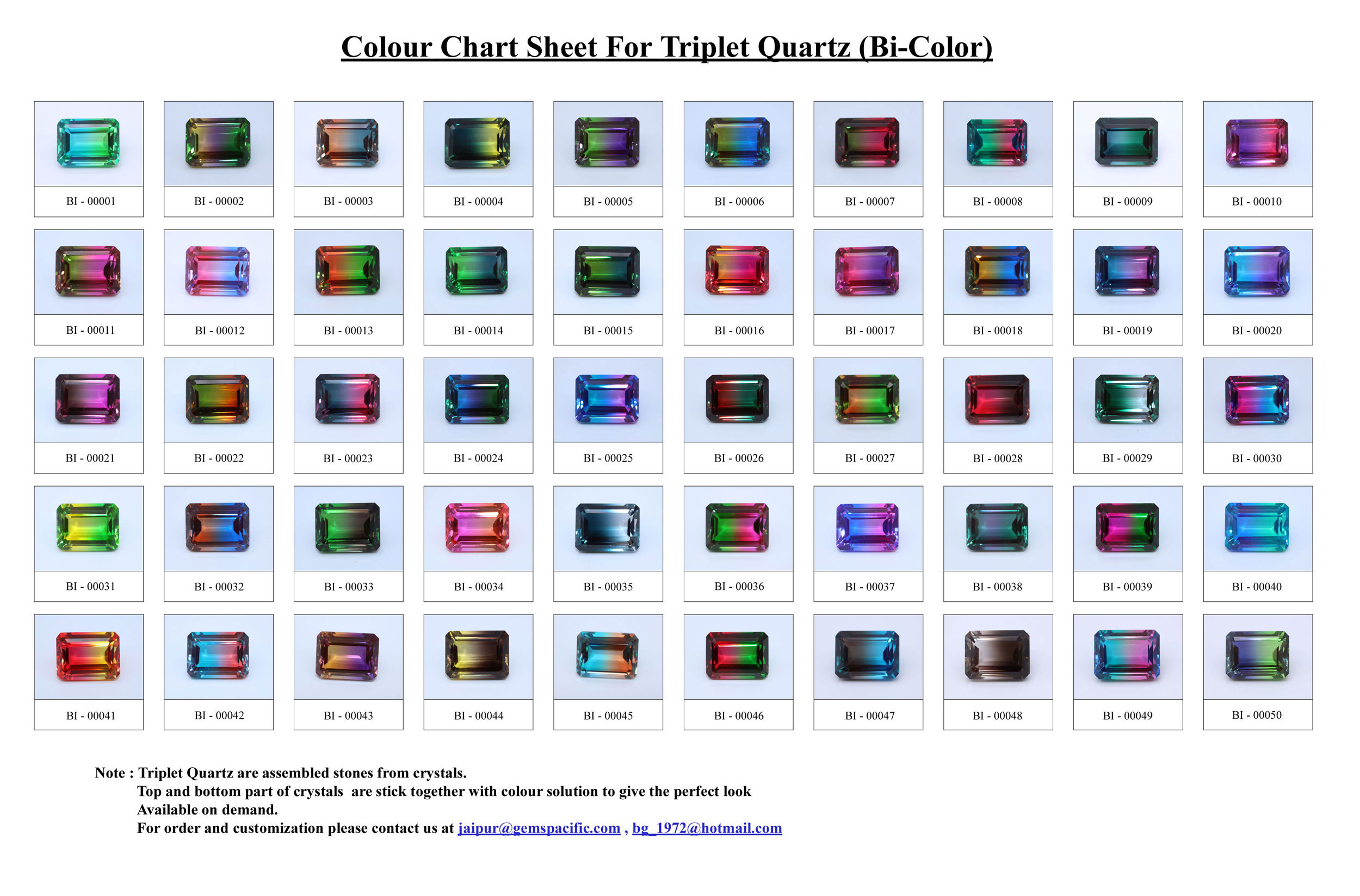 Quartz Stone Colour Chart